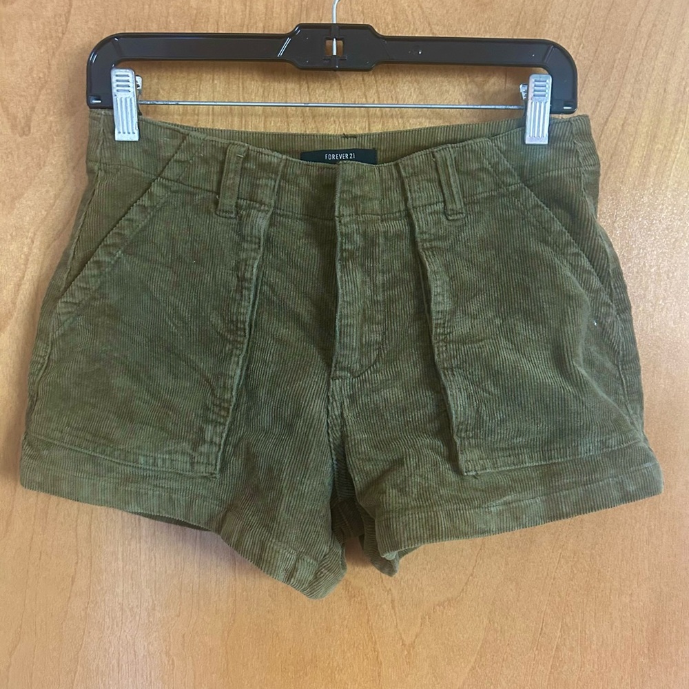 Forever 21 Olive Corduroy High Waist Shorts